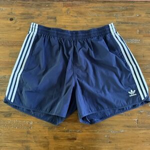 adidas Originals Shorts Mens 2XL Navy 3 Stripe Trefoil 5" Inseam 43-47 Waist